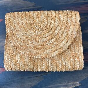 EWC Natural Woven Straw Clutch